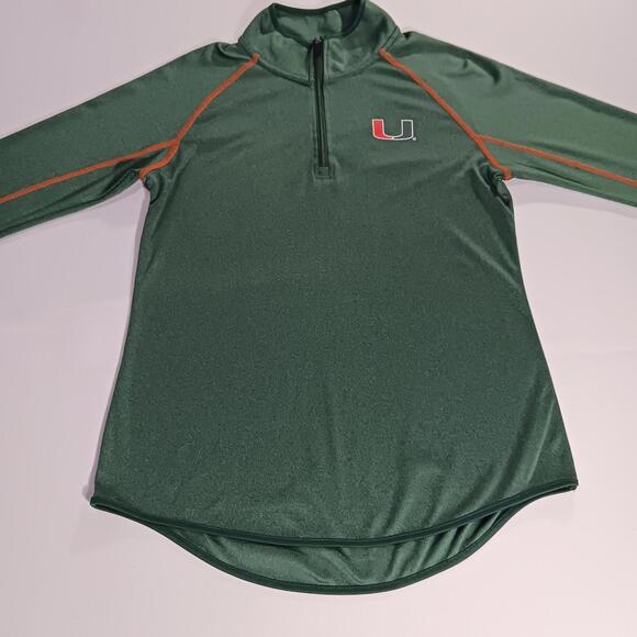 University of Miami Green 1/4 Zip Collared Long Sleeve Performance Top Women's M - Picture 9 of 16